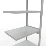 Anbauregal, Fachbodenregal Stecksystem MULTIplus250, 2500 x 750 x 500 mm (HxBxT), 6 Fachböden, Längenriegel, RAL 7035 lichtgrau