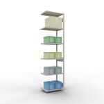 Anbauregal, Fachbodenregal Stecksystem MULTIplus250, 3000 x 750 x 500 mm (HxBxT), 7 Fachböden, Längenriegel, RAL 7035 lichtgrau