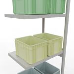 Anbauregal, Fachbodenregal Stecksystem MULTIplus250, 3000 x 750 x 500 mm (HxBxT), 7 Fachböden, Längenriegel, RAL 7035 lichtgrau