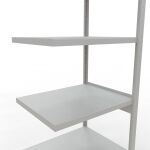 Anbauregal, Fachbodenregal Stecksystem MULTIplus250, 2500 x 750 x 600 mm (HxBxT), 6 Fachböden, Längenriegel, RAL 7035 lichtgrau