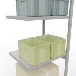 Anbauregal, Fachbodenregal Stecksystem MULTIplus250, 3000 x 750 x 600 mm (HxBxT), 7 Fachböden, Längenriegel, RAL 7035 lichtgrau