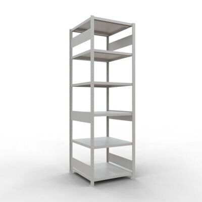 Grundregal, Fachbodenregal Stecksystem MULTIplus250, 2500 x 750 x 800 mm (HxBxT), 6 Fachböden, Längenriegel, RAL 7035 lichtgrau