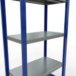 Grundregal, Fachbodenregal Stecksystem MULTIplus250, 2000 x 750 x 400 mm (HxBxT), 5 Fachböden, Längenriegel, RAL 5010 enzianblau/verzinkt/verzinkt