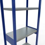 Grundregal, Fachbodenregal Stecksystem MULTIplus250, 3000 x 750 x 400 mm (HxBxT), 7 Fachböden, Längenriegel, RAL 5010 enzianblau/verzinkt/verzinkt