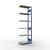 Anbauregal, Fachbodenregal Stecksystem MULTIplus250, 2500 x 750 x 400 mm (HxBxT), 6 Fachböden, Längenriegel, RAL 5010 enzianblau/verzinkt/verzinkt