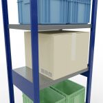 Grundregal, Fachbodenregal Stecksystem MULTIplus250, 2500 x 750 x 500 mm (HxBxT), 6 Fachböden, Längenriegel, RAL 5010 enzianblau/verzinkt/verzinkt