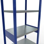 Grundregal, Fachbodenregal Stecksystem MULTIplus250, 2500 x 750 x 500 mm (HxBxT), 6 Fachböden, Längenriegel, RAL 5010 enzianblau/verzinkt/verzinkt
