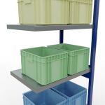 Anbauregal, Fachbodenregal Stecksystem MULTIplus250, 2500 x 750 x 500 mm (HxBxT), 6 Fachböden, Längenriegel, RAL 5010 enzianblau/verzinkt/verzinkt