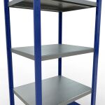 Grundregal, Fachbodenregal Stecksystem MULTIplus250, 2000 x 750 x 600 mm (HxBxT), 5 Fachböden, Längenriegel, RAL 5010 enzianblau/verzinkt/verzinkt