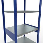 Grundregal, Fachbodenregal Stecksystem MULTIplus250, 2500 x 750 x 600 mm (HxBxT), 6 Fachböden, Längenriegel, RAL 5010 enzianblau/verzinkt/verzinkt