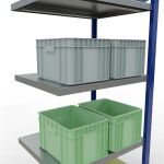 Anbauregal, Fachbodenregal Stecksystem MULTIplus250, 2000 x 750 x 600 mm (HxBxT), 5 Fachböden, Längenriegel, RAL 5010 enzianblau/verzinkt/verzinkt