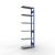 Anbauregal, Fachbodenregal Stecksystem MULTIplus250, 2500 x 750 x 600 mm (HxBxT), 6 Fachböden, Längenriegel, RAL 5010 enzianblau/verzinkt/verzinkt