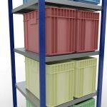 Grundregal, Fachbodenregal Stecksystem MULTIplus250, 2000 x 750 x 800 mm (HxBxT), 5 Fachböden, Längenriegel, RAL 5010 enzianblau/verzinkt/verzinkt