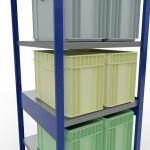 Grundregal, Fachbodenregal Stecksystem MULTIplus250, 2500 x 750 x 800 mm (HxBxT), 6 Fachböden, Längenriegel, RAL 5010 enzianblau/verzinkt/verzinkt