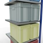 Anbauregal, Fachbodenregal Stecksystem MULTIplus250, 2000 x 750 x 800 mm (HxBxT), 5 Fachböden, Längenriegel, RAL 5010 enzianblau/verzinkt/verzinkt