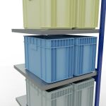 Anbauregal, Fachbodenregal Stecksystem MULTIplus250, 2500 x 750 x 800 mm (HxBxT), 6 Fachböden, Längenriegel, RAL 5010 enzianblau/verzinkt/verzinkt