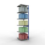 Anbauregal, Fachbodenregal Stecksystem MULTIplus250, 3000 x 750 x 800 mm (HxBxT), 7 Fachböden, Längenriegel, RAL 5010 enzianblau/verzinkt/verzinkt