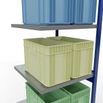 Anbauregal, Fachbodenregal Stecksystem MULTIplus250, 3000 x 750 x 800 mm (HxBxT), 7 Fachböden, Längenriegel, RAL 5010 enzianblau/verzinkt/verzinkt