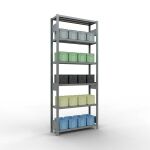 Grundregal, Fachbodenregal Stecksystem MULTIplus250, 2500 x 1000 x 300 mm (HxBxT), 6 Fachböden, Längenriegel, verzinkt