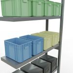 Anbauregal, Fachbodenregal Stecksystem MULTIplus250, 2500 x 1000 x 300 mm (HxBxT), 6 Fachböden, Längenriegel, verzinkt