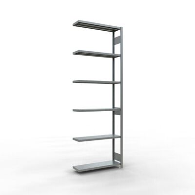 Anbauregal, Fachbodenregal Stecksystem MULTIplus250, 3000 x 1000 x 300 mm (HxBxT), 7 Fachböden, Längenriegel, verzinkt