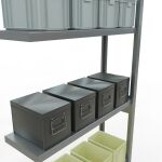 Anbauregal, Fachbodenregal Stecksystem MULTIplus250, 3000 x 1000 x 300 mm (HxBxT), 7 Fachböden, Längenriegel, verzinkt