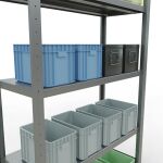 Grundregal, Fachbodenregal Stecksystem MULTIplus250, 2000 x 1000 x 400 mm (HxBxT), 5 Fachböden, Längenriegel, verzinkt