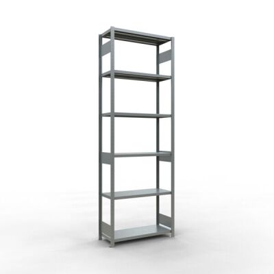 Grundregal, Fachbodenregal Stecksystem MULTIplus250, 3000 x 1000 x 400 mm (HxBxT), 7 Fachböden, Längenriegel, verzinkt