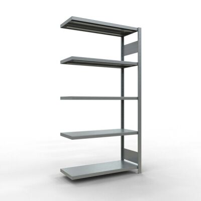 Anbauregal, Fachbodenregal Stecksystem MULTIplus250, 2000 x 1000 x 400 mm (HxBxT), 5 Fachböden, Längenriegel, verzinkt