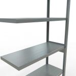 Anbauregal, Fachbodenregal Stecksystem MULTIplus250, 2500 x 1000 x 400 mm (HxBxT), 6 Fachböden, Längenriegel, verzinkt