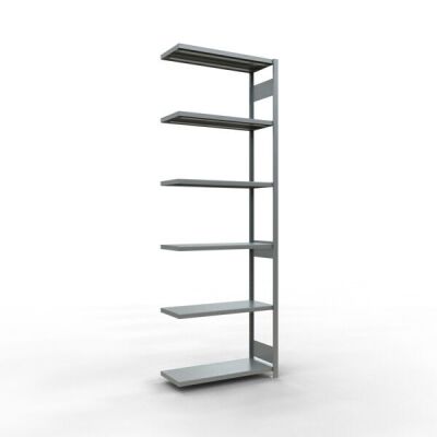 Anbauregal, Fachbodenregal Stecksystem MULTIplus250, 3000 x 1000 x 400 mm (HxBxT), 7 Fachböden, Längenriegel, verzinkt