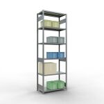 Grundregal, Fachbodenregal Stecksystem MULTIplus250, 3000 x 1000 x 500 mm (HxBxT), 7 Fachböden, Längenriegel, verzinkt