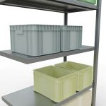 Anbauregal, Fachbodenregal Stecksystem MULTIplus250, 2000 x 1000 x 500 mm (HxBxT), 5 Fachböden, Längenriegel, verzinkt