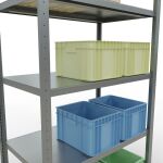 Grundregal, Fachbodenregal Stecksystem MULTIplus250, 2000 x 1000 x 600 mm (HxBxT), 5 Fachböden, Längenriegel, verzinkt