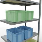 Anbauregal, Fachbodenregal Stecksystem MULTIplus250, 2000 x 1000 x 600 mm (HxBxT), 5 Fachböden, Längenriegel, verzinkt