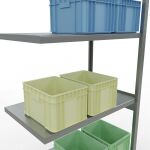 Anbauregal, Fachbodenregal Stecksystem MULTIplus250, 3000 x 1000 x 600 mm (HxBxT), 7 Fachböden, Längenriegel, verzinkt