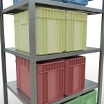 Grundregal, Fachbodenregal Stecksystem MULTIplus250, 2000 x 1000 x 800 mm (HxBxT), 5 Fachböden, Längenriegel, verzinkt