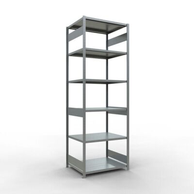 Grundregal, Fachbodenregal Stecksystem MULTIplus250, 3000 x 1000 x 800 mm (HxBxT), 7 Fachböden, Längenriegel, verzinkt
