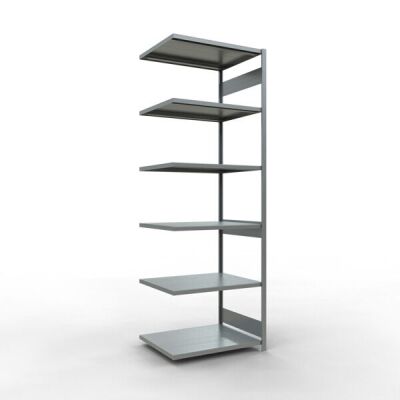 Anbauregal, Fachbodenregal Stecksystem MULTIplus250, 3000 x 1000 x 800 mm (HxBxT), 7 Fachböden, Längenriegel, verzinkt
