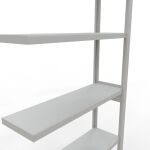 Anbauregal, Fachbodenregal Stecksystem MULTIplus250, 2500 x 1000 x 300 mm (HxBxT), 6 Fachböden, Längenriegel, RAL 7035 lichtgrau