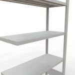 Anbauregal, Fachbodenregal Stecksystem MULTIplus250, 2000 x 1000 x 400 mm (HxBxT), 5 Fachböden, Längenriegel, RAL 7035 lichtgrau