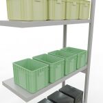 Anbauregal, Fachbodenregal Stecksystem MULTIplus250, 3000 x 1000 x 400 mm (HxBxT), 7 Fachböden, Längenriegel, RAL 7035 lichtgrau