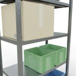 Grundregal, Fachbodenregal Stecksystem MULTIplus250, 2000 x 1000 x 500 mm (HxBxT), 5 Fachböden, Längenriegel, RAL 7035 lichtgrau