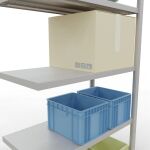 Anbauregal, Fachbodenregal Stecksystem MULTIplus250, 2000 x 1000 x 500 mm (HxBxT), 5 Fachböden, Längenriegel, RAL 7035 lichtgrau