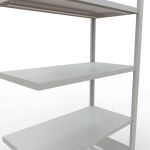 Anbauregal, Fachbodenregal Stecksystem MULTIplus250, 2000 x 1000 x 500 mm (HxBxT), 5 Fachböden, Längenriegel, RAL 7035 lichtgrau