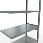 Anbauregal, Fachbodenregal Stecksystem MULTIplus250, 2500 x 1000 x 500 mm (HxBxT), 6 Fachböden, Längenriegel, RAL 7035 lichtgrau
