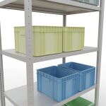 Grundregal, Fachbodenregal Stecksystem MULTIplus250, 2000 x 1000 x 600 mm (HxBxT), 5 Fachböden, Längenriegel, RAL 7035 lichtgrau