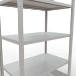 Grundregal, Fachbodenregal Stecksystem MULTIplus250, 2000 x 1000 x 600 mm (HxBxT), 5 Fachböden, Längenriegel, RAL 7035 lichtgrau