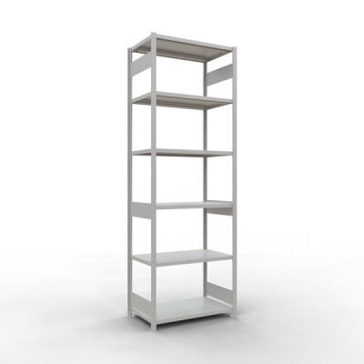 Grundregal, Fachbodenregal Stecksystem MULTIplus250, 3000 x 1000 x 600 mm (HxBxT), 7 Fachböden, Längenriegel, RAL 7035 lichtgrau