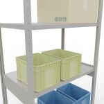 Grundregal, Fachbodenregal Stecksystem MULTIplus250, 3000 x 1000 x 600 mm (HxBxT), 7 Fachböden, Längenriegel, RAL 7035 lichtgrau